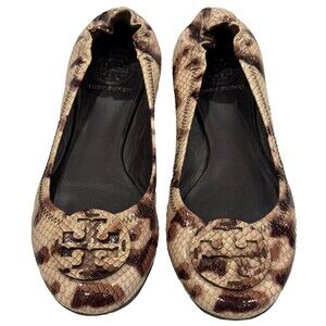 Tory Burch Women's Snake Print Flat Ballerina Shoes, Size 8M